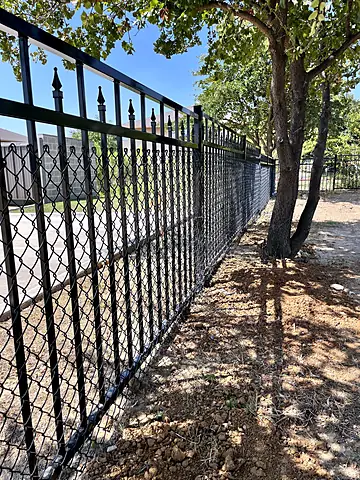 Spear-top set in front of existing chain link, Commercial site