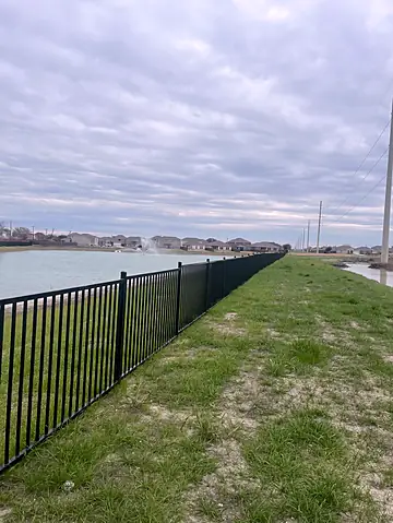 Pond barrier with fountain, HOA community