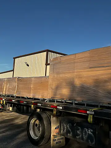 Full flatbed, crated and labeled for the jobsite, Delivery